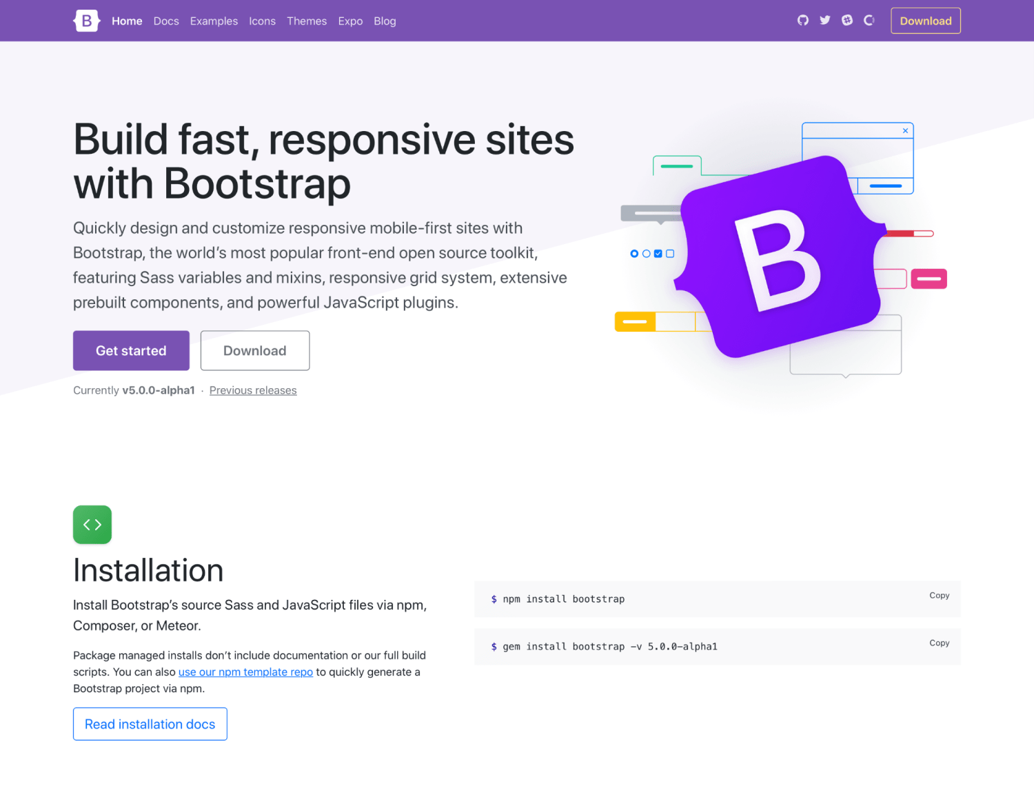 New Bootstrap docs layout