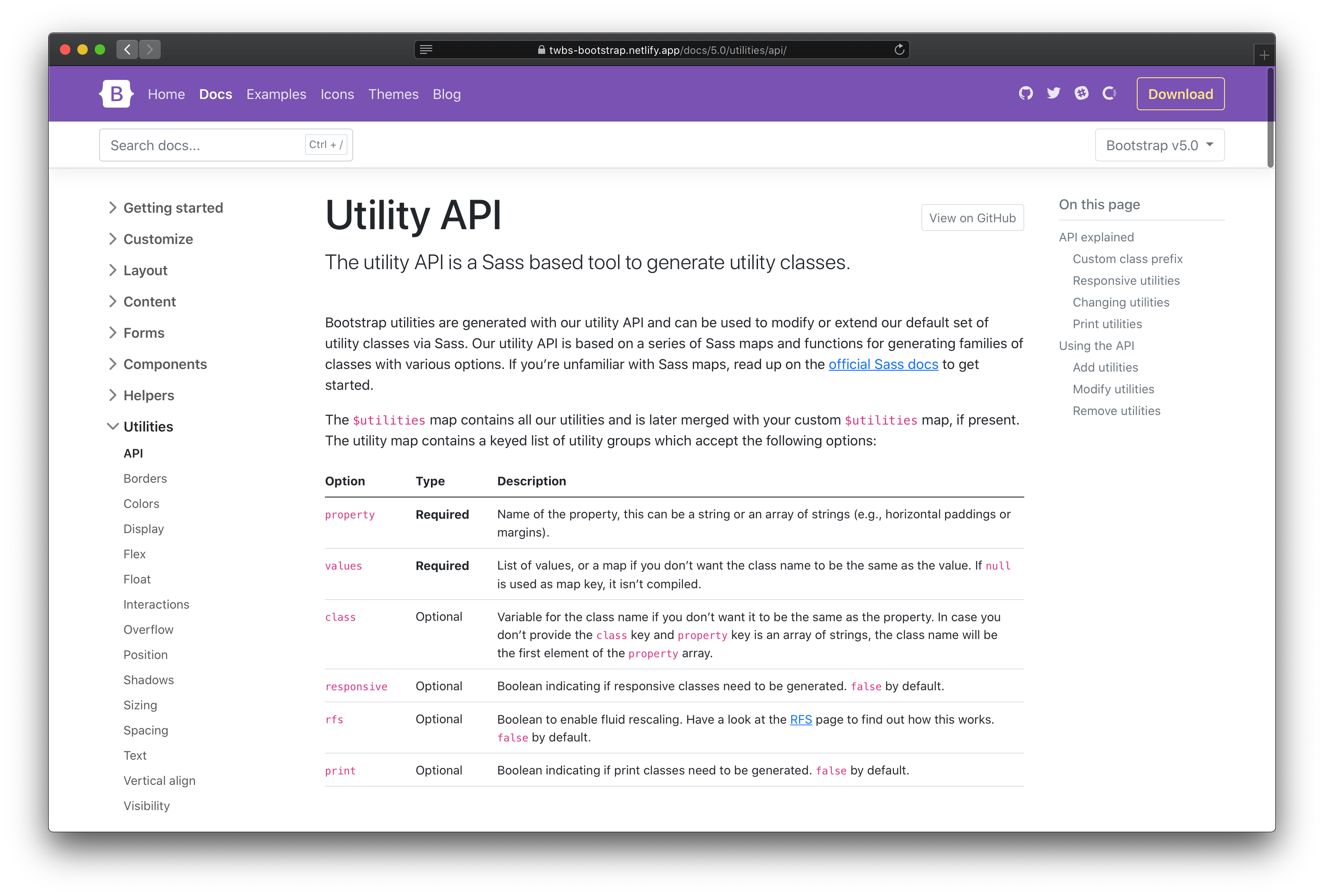 New utilities API docs