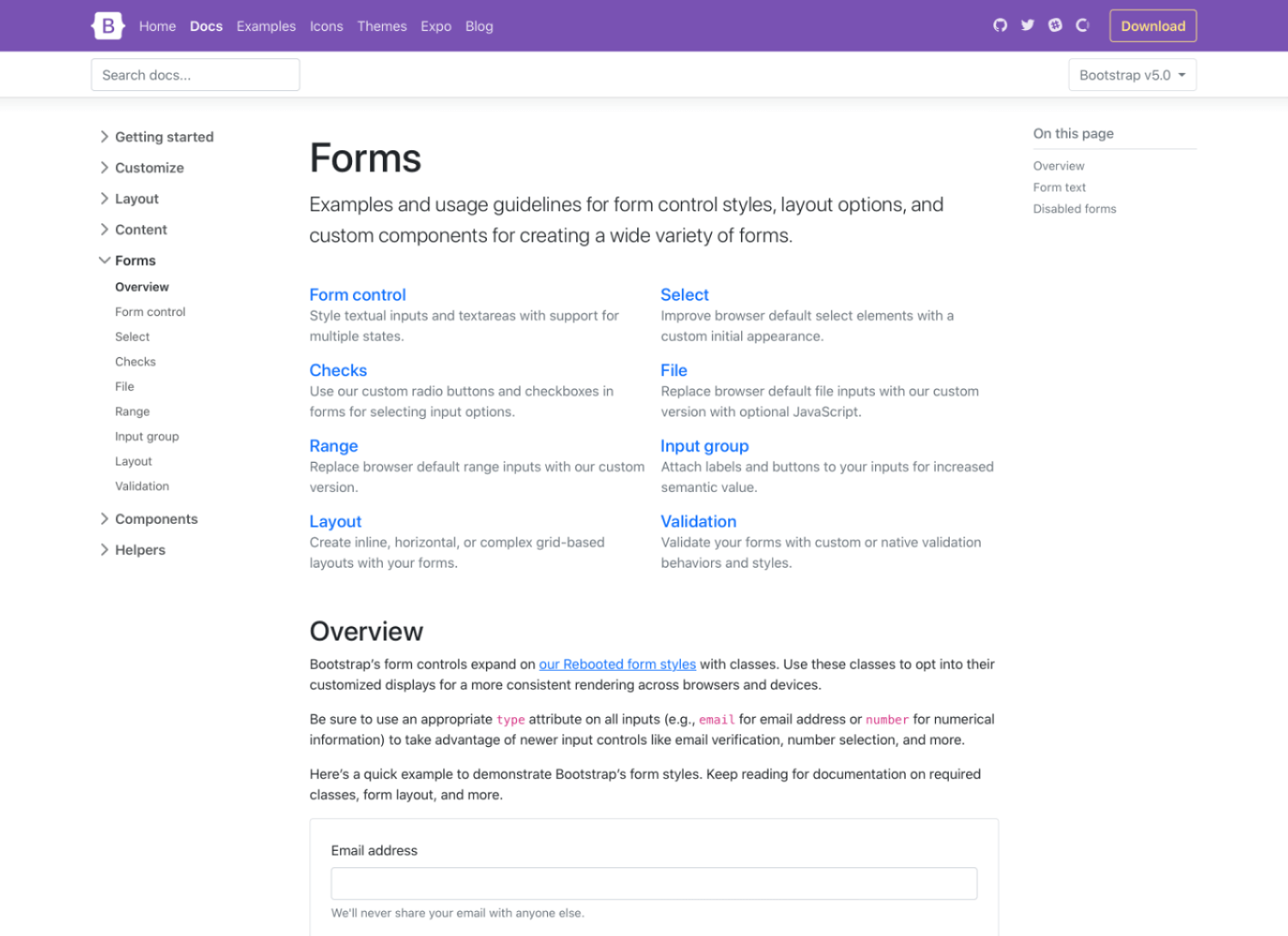 New Bootstrap 5 forms docs