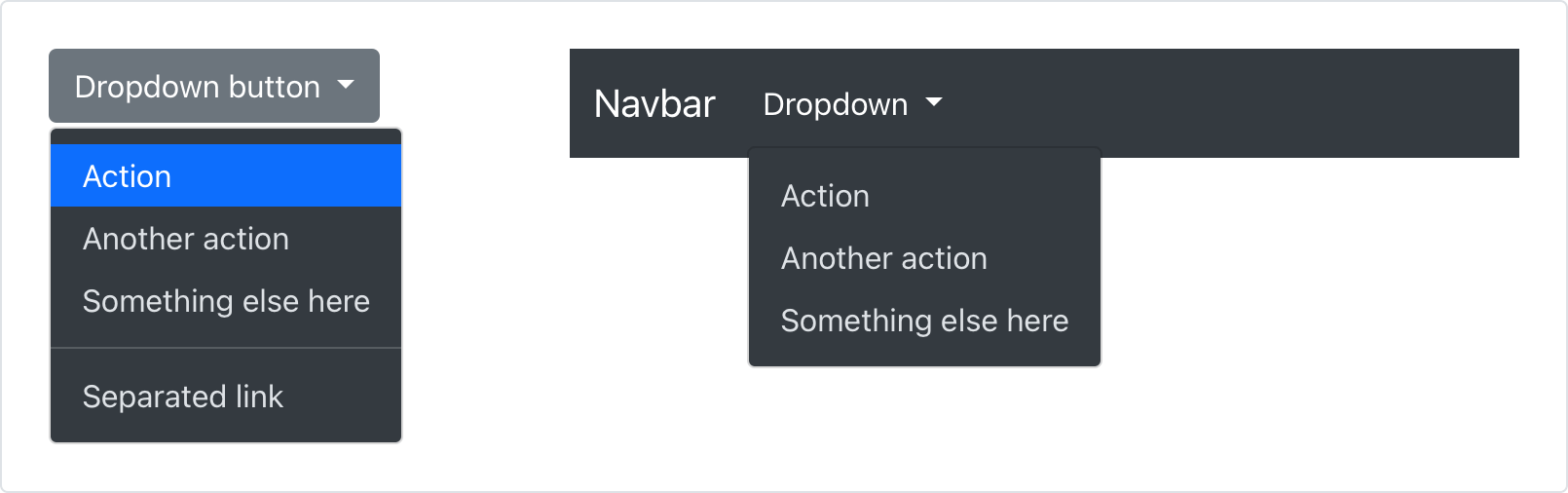 Example dark dropdowns