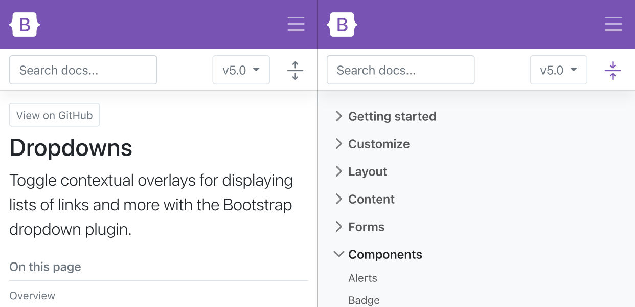 Updated Bootstrap nav docs