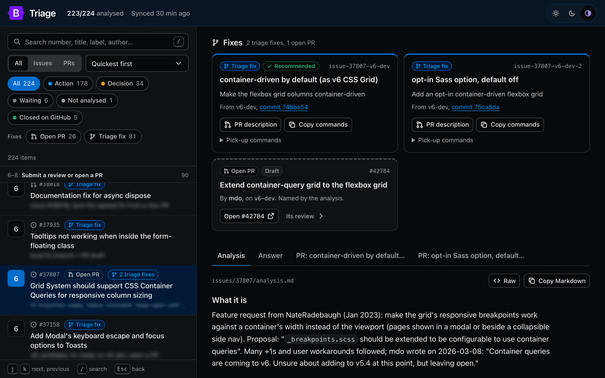 Three fixes for issue 37807 shown side by side: two prepared branches based on main and Mark’s draft pull request 42784.