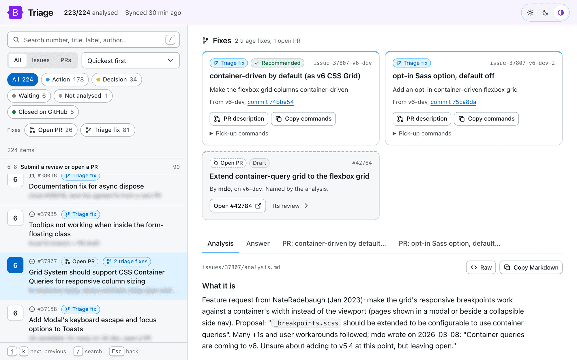 Three fixes for issue 37807 shown side by side: two prepared branches based on main and Mark’s draft pull request 42784.